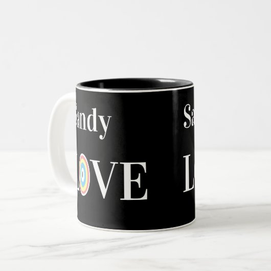 Moderne Liebe Regenbogen auf Chic Black Zweifarbige Tasse (Vorderseite Links)