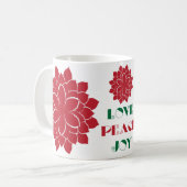 Moderne Liebe Rot, Grün und Weiß, Friede, Freude Kaffeetasse (Vorderseite Links)