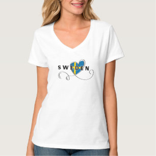 Moderne Liebe Schweden Flagge Schwedisches Souveni T-Shirt