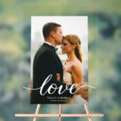 Moderne Liebe Script Custom Foto Akryllische Hochz Acrylschild (Neutral)