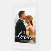 Moderne Liebe Script Custom Foto Akryllische Hochz Acrylschild (Winkel)