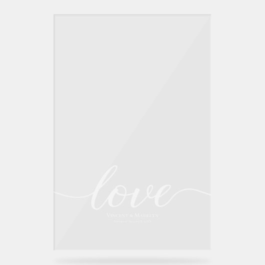 Moderne Liebe Script Custom Foto Akryllische Hochz Acrylschild (Vorderseite)