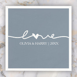 Moderne Liebe Script Dusty Blue Wedding Paper Napk Serviette