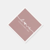 Moderne Liebe Script Dusty Rose Hochzeitspapier Na Serviette (Ecke)