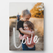 Moderne LIEBE Script Easel Foto Frameless Fotoplatte (Vorderseite)
