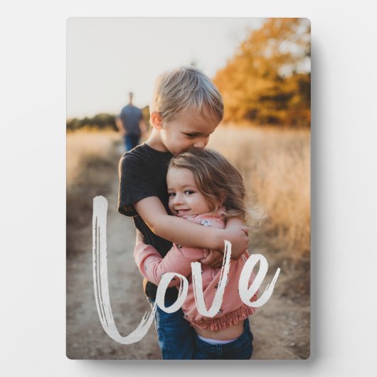 Moderne LIEBE Script Easel Foto Frameless Fotoplatte (Vorderseite)