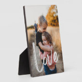 Moderne LIEBE Script Easel Foto Frameless Fotoplatte (Seite)