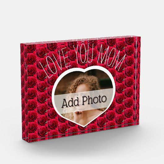 Moderne LIEBE SIE MAMA Geschenk für Mutter Herzstü Fotoblock (Links)