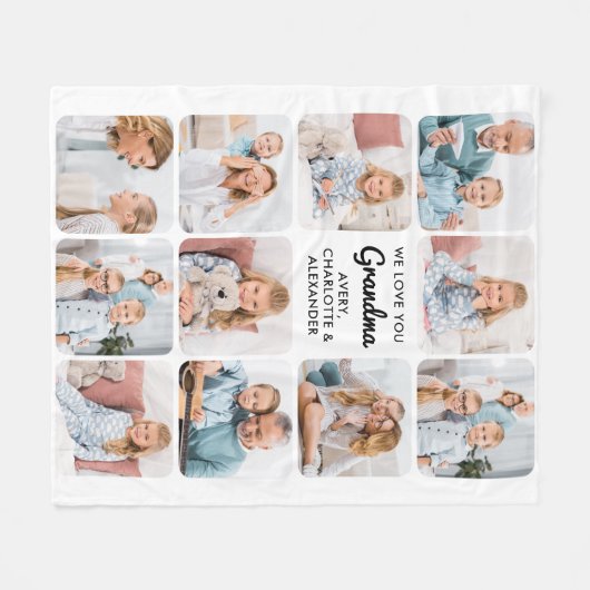 Moderne Liebe Sie Oma Custom 11 FotoCollage Fleecedecke (Vorderseite (Horizontal))