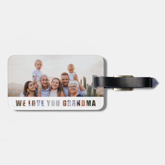 Moderne Liebe Sie Oma Familie Foto Gepäckanhänger (Rückseite horizontal)