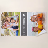 Moderne Liebe Sie Oma Fotos Grau Strandtuch (Vorderseite)