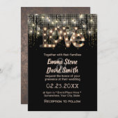 Moderne Liebe Sign & String Lights Hochzeit Einladung (Vorne/Hinten)