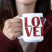 Moderne LIEBE Tasse mit Rote Rosen Typografie