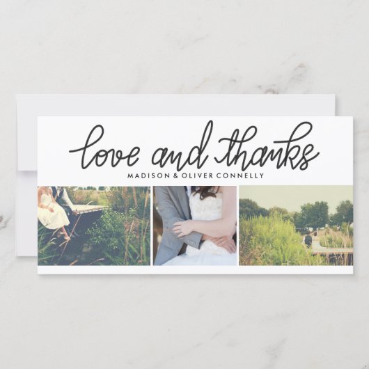 Moderne Liebe und Dank drei Hochzeiten FotoCollage Dankeskarte (Vorderseite)