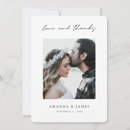 Moderne Liebe und dank Foto Borders Wedding Dankeskarte (Vorderseite)