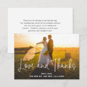 Moderne Liebe und Dank Foto Einfache Hochzeit Dankeskarte (Vorne/Hinten)