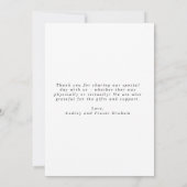 Moderne Liebe und Dank für das Hochzeitsstipendium Dankeskarte (Rückseite)