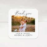 Moderne Liebe und dank Gastgeschenke Hochzeiten Quadratischer Aufkleber<br><div class="desc">Die Sammlung hier abrufen: https://www.zazzle.co.uk/collections/modern_minimalist-119052317964885904?rf=238296117664346256</div>
