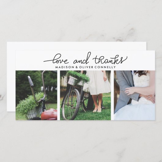 Moderne Liebe und dank handgeschriebener Hochzeit Dankeskarte (Vorne/Hinten)