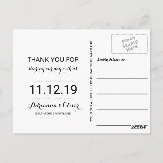 Moderne Liebe und dank handgeschriebener Technik | Postkarte (Rückseite)