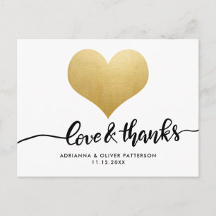 Moderne Liebe und dank Imitats Gold Foil Herz Postkarte