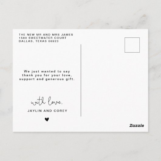 Moderne Liebe und dank Kalligrafie Script Postkarte (Rückseite)