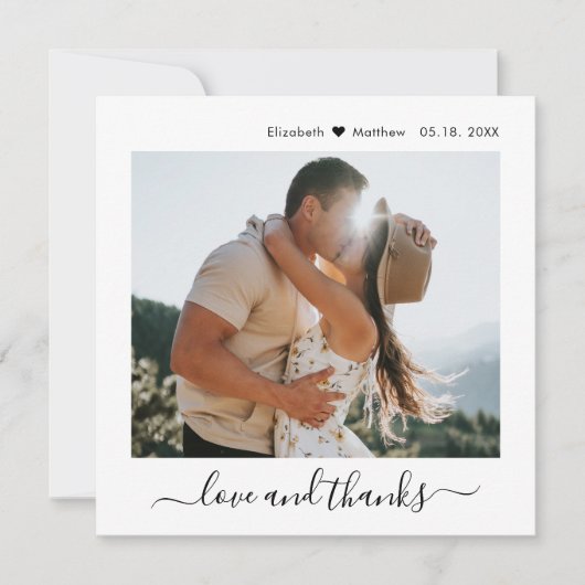 Moderne Liebe und dank Script 2 Foto Hochzeit Dankeskarte (Vorderseite)