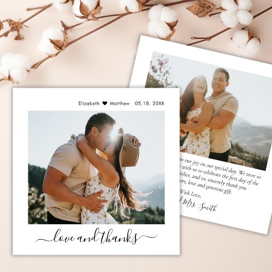 Moderne Liebe und dank Script 2 Foto Hochzeit Dankeskarte