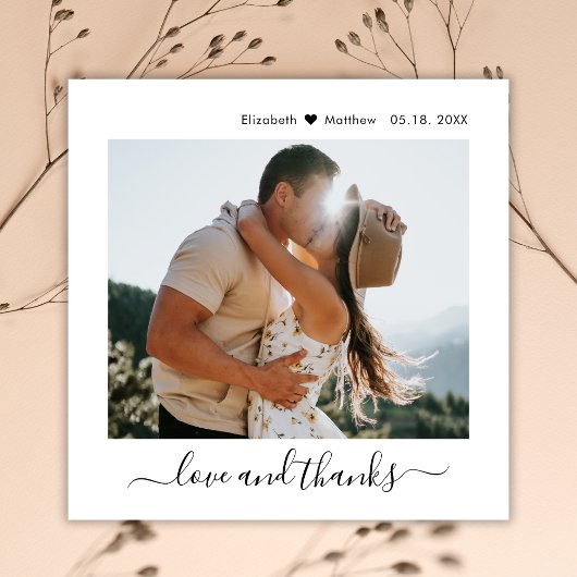 Moderne Liebe und dank Script 2 Foto Hochzeit Dankeskarte