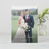 Moderne Liebe und dank Script Foto Hochzeit Dankeskarte (Stehend Vorderseite)