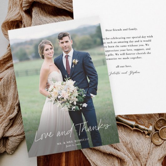 Moderne Liebe und dank Script Foto Hochzeit Dankeskarte