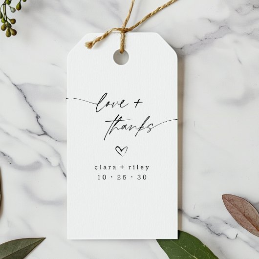 Moderne Liebe und dank Script Heart Gastgeschenk H Geschenkanhänger