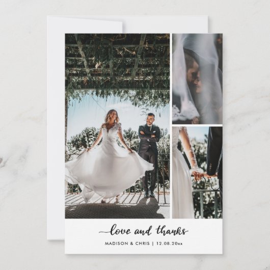 Moderne Liebe und dank Script-Hochzeitsskripten Fo Dankeskarte (Vorderseite)
