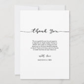 Moderne Liebe und dank Script-Hochzeitsskripten Fo Dankeskarte (Rückseite)