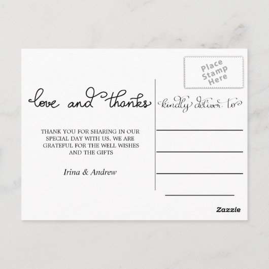 Moderne Liebe und dank Script zwei Hochzeitsstipps Postkarte (Rückseite)