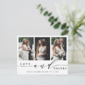 Moderne Liebe und danke 3 Foto Wedding Vielen Dank Postkarte (Stehend Vorderseite)
