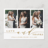 Moderne Liebe und danke 3 Foto Wedding Vielen Dank Postkarte (Vorderseite)