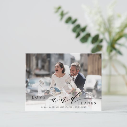 Moderne Liebe und danke Hochzeit Foto Vielen Dank Postkarte (Stehend Vorderseite)