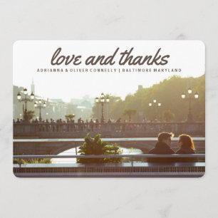 Moderne Liebe und Paar-Foto des Dank-  Dankeskarte