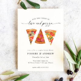 Moderne Liebe und Pizza Paares Brautparty Einladung