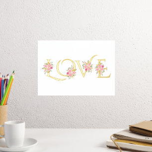 Moderne "Liebe" und rosa Rosensträuße weiß Foliendrucke