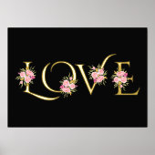 Moderne "Liebe" und rosafarbene Rosenblüten Foliendrucke (Vorderseite)