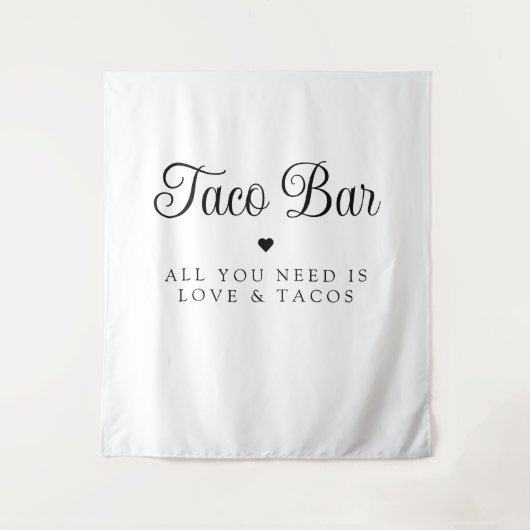 Moderne Liebe und Tacos Bridal Fiesta-Zeichen Wandteppich (Vorderseite)