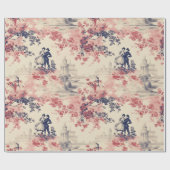 Moderne Liebe Valentine Red Toile de Jouy Pattern Geschenkpapier (Flach)