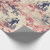 Moderne Liebe Valentine Red Toile de Jouy Pattern Geschenkpapier (Ecke)