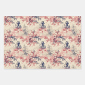 Moderne Liebe Valentine Red Toile de Jouy Pattern Geschenkpapier Set (Vorderseite)