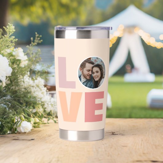 Moderne Liebe Valentines Foto Thermobecher (Hochzeit)