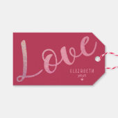 Moderne "Liebe" Viva Magenta Geschenkanhänger (Vorderseite (Horizontal))