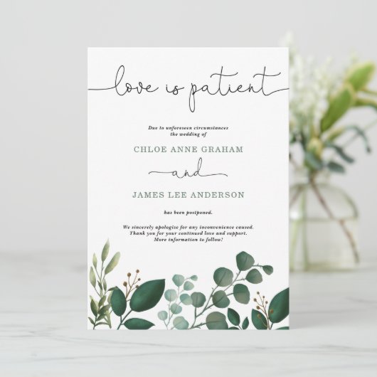 Moderne Liebe Watercolor Greenery ist Patientenhoc Einladung (Stehend Vorderseite)