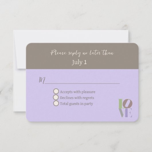 Moderne LIEBE Wedding RSVP Einladung (Vorderseite)